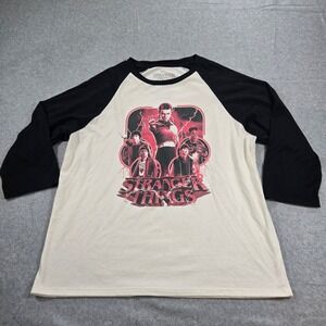 Stranger Things Hot Topic Mens Medium Raglan Baseball Graphic T-Shirt Black